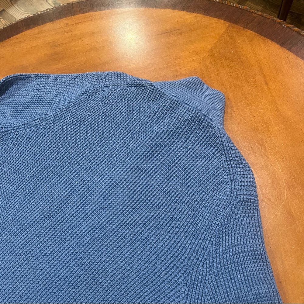 NEW $118 J.Crew Waffle Knit Half Zip Pullover Sweater Baltic Blue XL Cotton - Picture 10 of 16